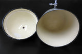 Antique Holy Water Font Dispenser 12.5" Enamel, Nickel Plated Cross & Faucet