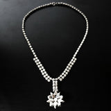 Vintage Jay Flex Sterling Evening Dress Necklace 15", Daisy Flower, Glass Stones