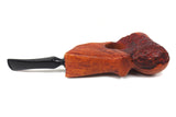 Large 7.5" Rustic Red Wood Tobacco Pipe Signed Brigham with Box, New Old Stock