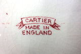 6 Antique Cartier England Porcelain Desert Plates 6 3/4" dia, Red Flowers