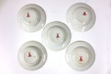 5 Antique Dudson Wilcox & Till Porcelain Soup Bowls 9" Hanley England Daisy Red